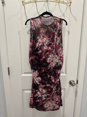 Abercrombie & Fitch Pink, White, and Black Floral Midi Dress